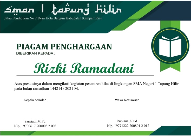 Sertifikat Pesantren Kilat Ramadhan Format Word Pdf Dan Psd